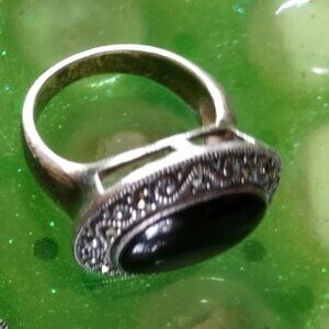 Oval Marcasite and Silver Ring size 8